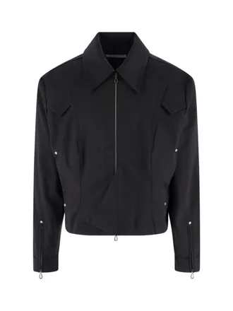 Kiko Kostadinov Black Structured Shoulder Cropped Jacket