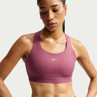 Nike Womens Swift High-Support Lightly Lined Sports Bra in Red | HM5220-654