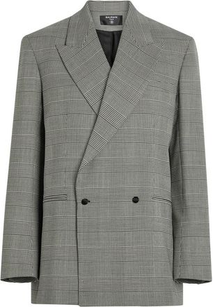 Balmain Houndstooth Double-breasted Wool-blend Blazer - Black And White - 34 (UK6 / XS)