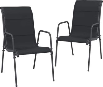 vidaXL Sillas De Jard&iacute;n 2 Unidades Acero Y Textilene Negro Vidaxl