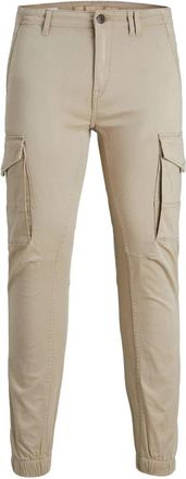 Jack & Jones Beige Katoenen Broek met Rits Sluiting - Heren - Slim Fit Broeken - Beige - W27 L30 - Katoen - Broeken