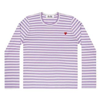 Comme Des Gar&ccedil;ons (WMNS) COMME des GARCONS PLAY Striped Mini Logo Long Sleeves Tee Purple White AZ-T217-051-4