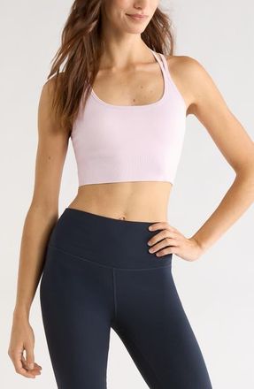 Zella Seamless Strappy Sports Bra in Pink Snow at Nordstrom, Size X-Large
