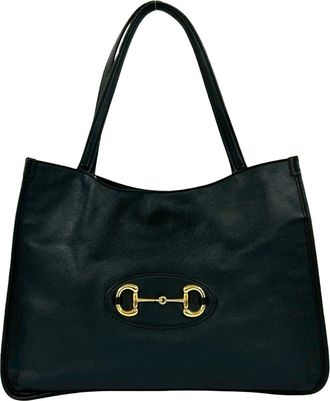 Gucci Black Leather Boston Bag Handbag Tote Bag (Pre-Owned)