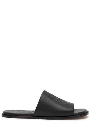 Loewe Flex Anagram Leather Sliders - Black - 45 (IT45 / UK11)