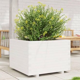 vidaXL Jardinera Madera Maciza De Pino Blanco 70x70x49,5 Cm Vidaxl
