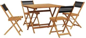 vidaXL 5 Piece Garden Dining Set Black Polypropylene and Solid Wood vidaXL