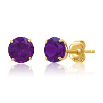 MAX + STONE 14k Yellow Gold 6MM Round Stud Gemstone Earrings