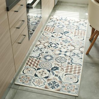 Nazar Rugs Alfombra de cocina azulejos marron 70x180