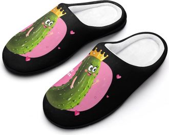 Generic Pickle Princess Funny Pickle Cucumber Womens Slippers Warm House Slippers Indoor House Shoes with Anti-Skid Rubber Sole