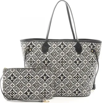 Louis Vuitton Black Gray Ivory Canvas Leather Handbag Tote Bag (Pre-Owned)