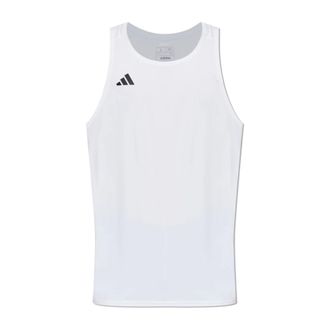 adidas Sleeveless Training Tops, male, White, Size: 2XL Adizero Essentials Running Singlet