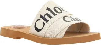 Chlo&eacute; Womens Woody Sandals White Upper: Cotton; Sole: Rubber