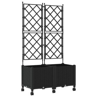vidaXL Jardinera Con Enrejado Y Ruedas 2 Uds. Negro 80 X 40 X 149 Cm Vidaxl
