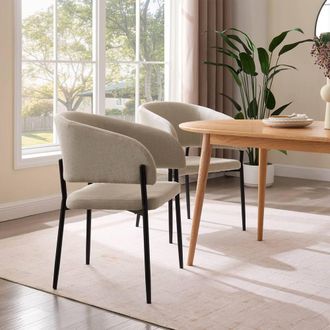 VonHaus Oxford Upholstered Set of Dining Chairs in Cream | Size: 2 Pack