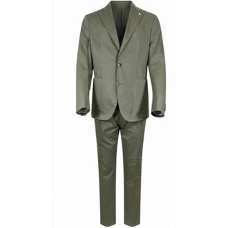 Manuel Ritz Button-up Single-breasted Suit - male - Manuel Ritz - Single Breasted Suits - Green - L - Suits