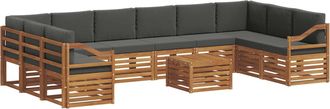 vidaXL Conjunto De Sof&aacute;s De Exterior 11 Uds. Natural Y Antracita Vidaxl