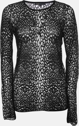 Maje Black Patterned Lace Full Sleeves Top