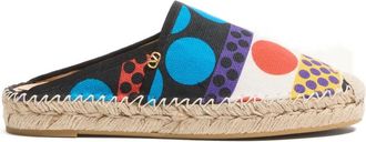 Valentino Garavani VLogo-detailed patterned espadrilles - women - Cotton/Rubber/Goat Skin - 36 - Black