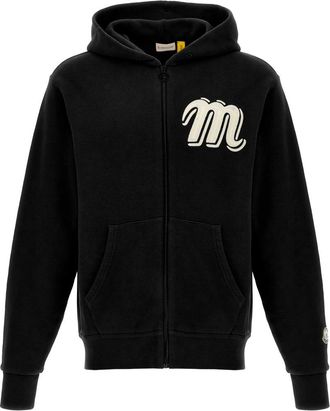 Moncler Black Long Sleeve Logo Hoodie