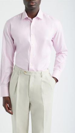 Eterna Royal Twill Modern Fit Solid Non-Iron Cotton Dress Shirt in Rose at Nordstrom, Size 17.5R