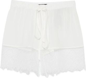 Ann Demeulemeester Casual Shorts, female, White, S, White Lace Trim Drawstring Waistband Shorts