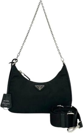 Prada Pre-owned Vintage Nylon Pouch Shoulder Bag - Dames - Vintage Schoudertas - Zwart - ONE Size - Nylon - Vintage