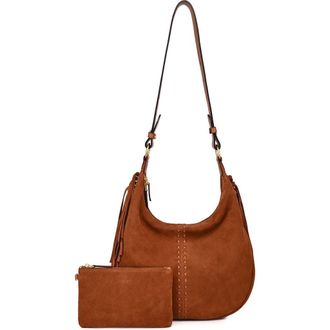 OLD TREND Hydrangea Genuine Leather Suede Heritage Shoulder Bag in Brown at Nordstrom