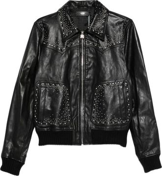 Amiri Crystal-embellished Leather Jacket