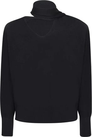 Incotex Wide Fit Crewneck - Dames - V-hals truien - Zwart - XS - Wol - Truien & Vesten