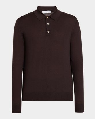 Boglioli Men & apos;s Wool Knit Long-Sleeve Polo Shirt