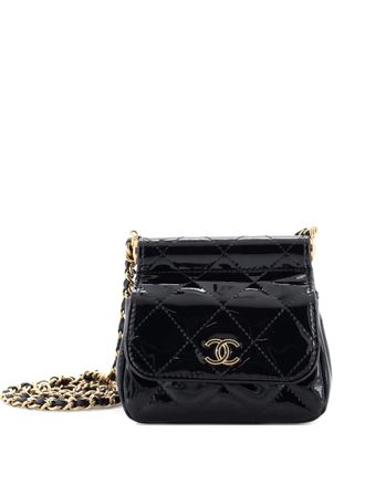 Chanel CC Frame Flap with Chain Quilted Patent clutch bag - Zwart