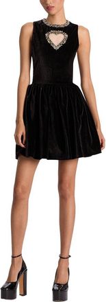 Alice & Olivia Alice + Olivia Ella Embellished Drop Waist Mini Dress