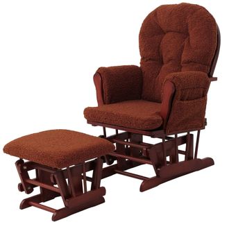 Hhg Hhg - Sill&oacute;n Reclinable 033, Mecedora Sill&oacute;n + Taburete Tejido Boucl&eacute; 480g/m&sup2; Oeko-tex, Marr&oacute;n &Oacute;xido Estructura Oscura
