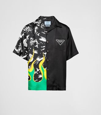 Prada Double Match silk twill shirt