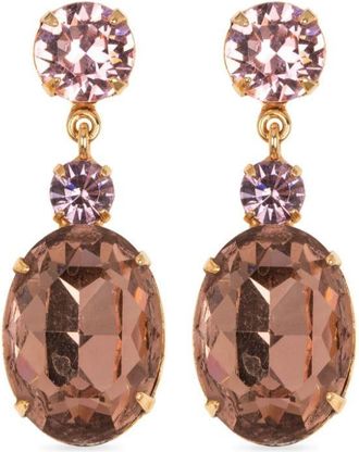 Jennifer Behr Justine drop earrings - women - Crystal/18kt Gold Plated Brass - One Size - Pink