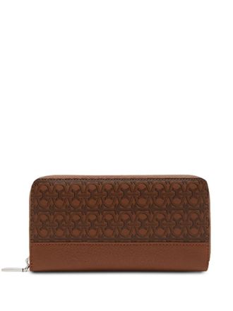 Coccinelle monogram-pattern zip wallet - Brown