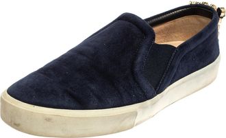 Stuart Weitzman Blue Suede Crystal Slip On Sneakers