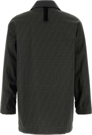 Fendi Mens Ff Monogram Canvas Coat Brown Polyester Cotton