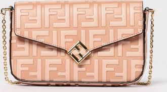 Fendi FF Diamonds Compact Leather Wallet On Chain