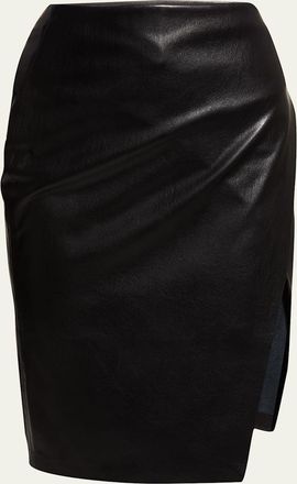 Alice & Olivia Siobhan Vegan Leather Knee-Length Wrap Skirt