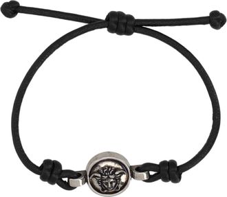Versace Black Adjustable Cord Medusa Charm Bracelet