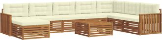 vidaXL Conjunto De Sof&aacute;s De Exterior 9 Uds. Natural Y Crema Vidaxl