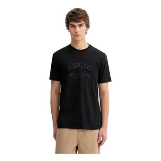 Iceberg Tops, Heren, Zwart, M, Katoen, T-shirt met geborduurd logo