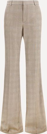 Saint Laurent Pantaloni svasati in lana pied de poule Principe di Galles Woman 38
