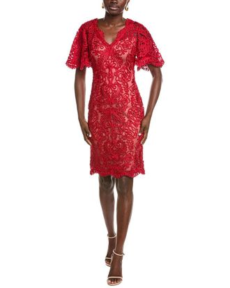 Tadashi Shoji Arnett Embroidered Flutter Sleeve Dress