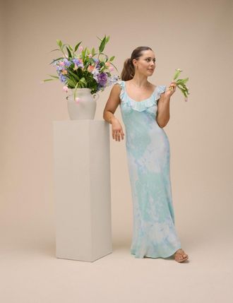 Nobody's Child Blue Floral Chiffon Logan Maxi Dress