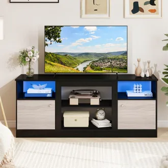 Costway Costway Entertainment Center TV Stand w/ LED Lights for 65 TVs in Black