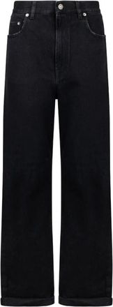 Golden Goose Zwarte Wide Leg Jeans met Gouden Ster - Dames - Regular Fit Jeans - Zwart - W24 - Katoen - Jeans
