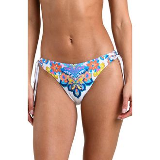 Sunshine 79 Butterfly High Tie Side Bikini Bottoms in White Multi at Nordstrom, Size 12